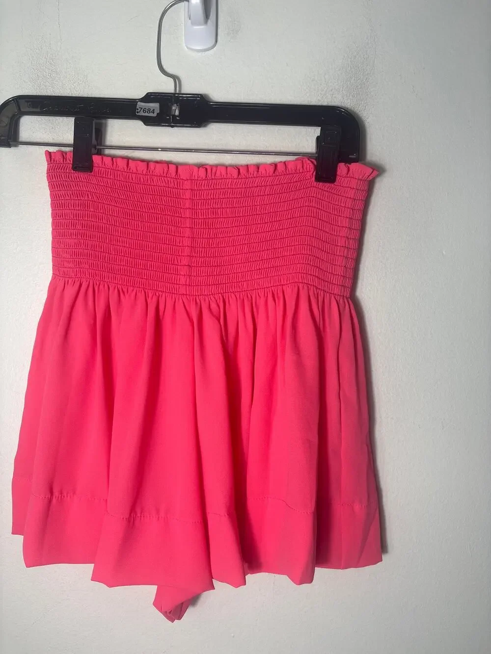 Koch Salmon Pink Smocked Waist Flowy Mini Skirt Sz XS